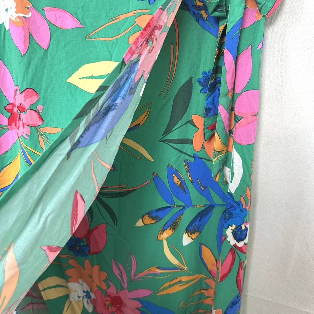 J.Crew Resortwear Cruise Hawaiian Floral Faux Wrap Midi Skirt Size M Tie Waist - Picture 7 of 11